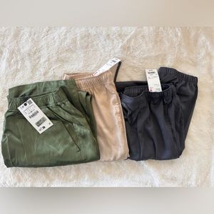 3 pair of silk like lounge wear pants or you can dress them up too.